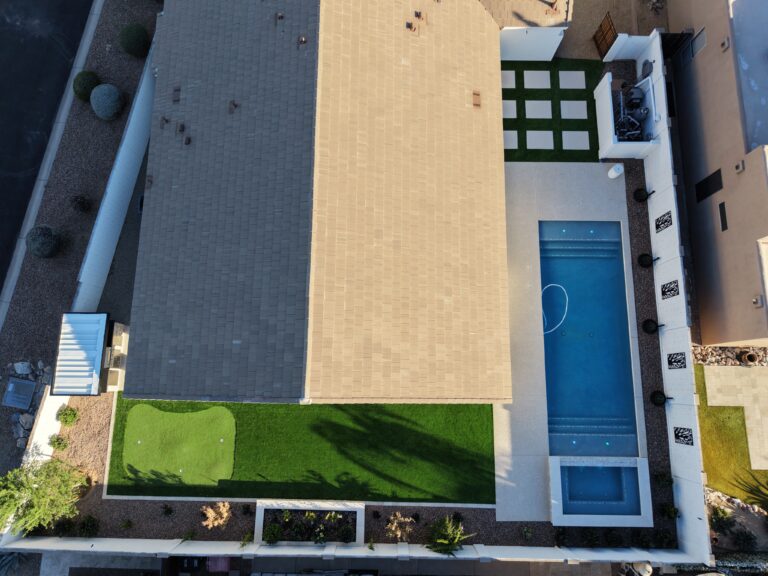 Scottsdale Pools Backyard with Pool, spa putting green and Ramada